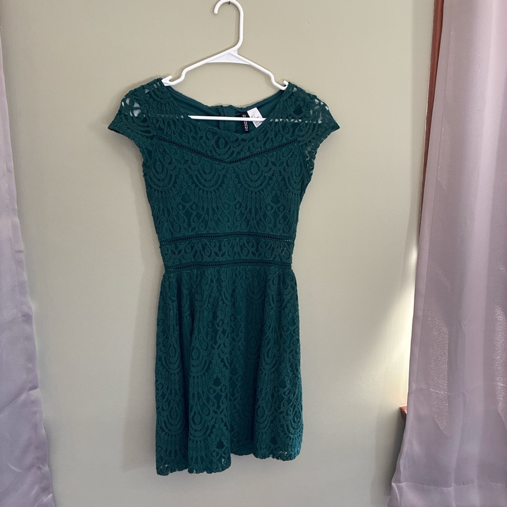 H&M Teal Lace Fit-and-Flare Dress